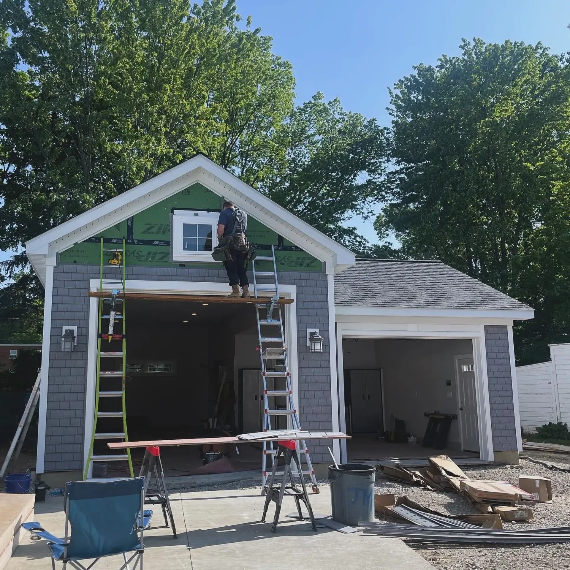 Siding installation in progress